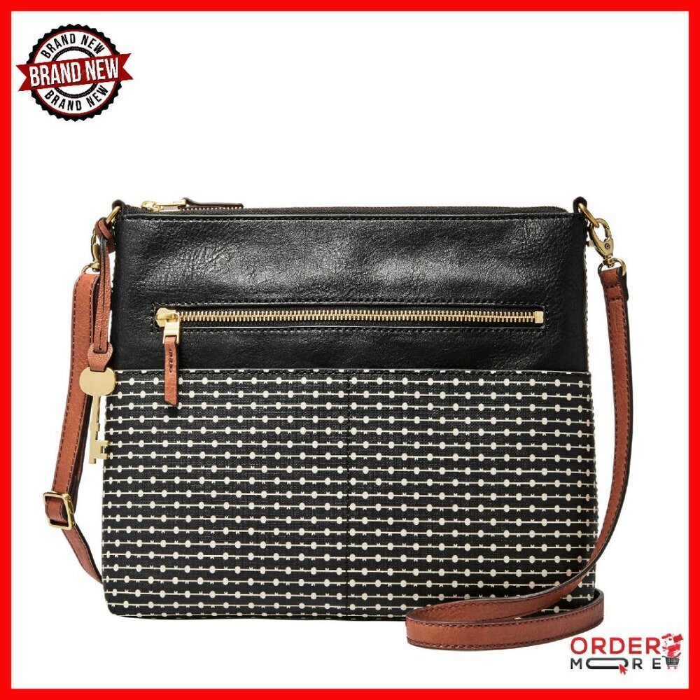 Faux Leather Crossbody Bag with Multiple Pockets, Adjustable Strap